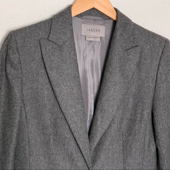 JAEGER Virgin Wool/Cashmere Blend Blazer Jacket Gray Size 8 - Picture 4 of 10